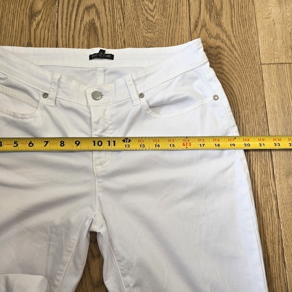 Eileen Fisher White Organic Cotton Denim Slim Jeans Size 8 - Picture 4 of 10